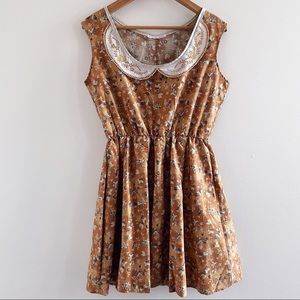 Jennifer Lilly sleeveless floral dress with collar
